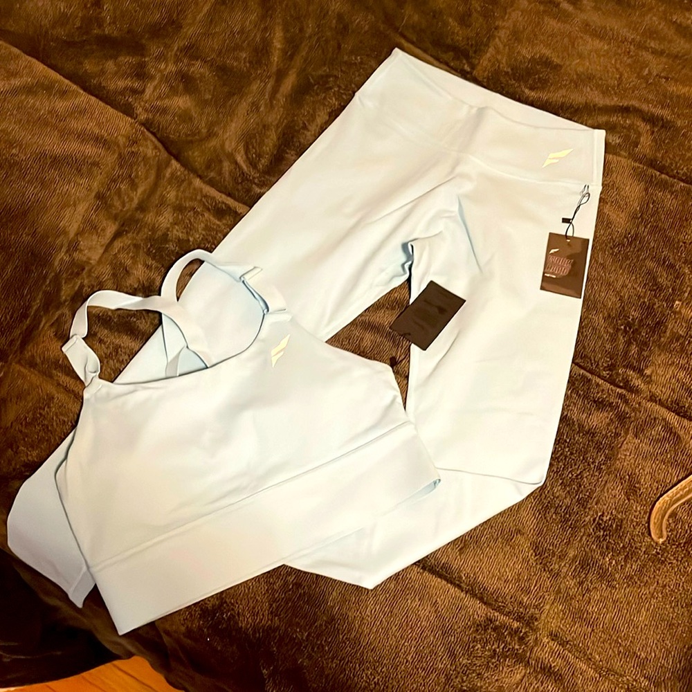 Flag Nor Fail bogey blue legging and bra large nwt